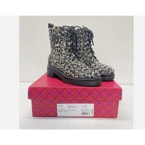 Tory Burch Black and White Combat Boots
